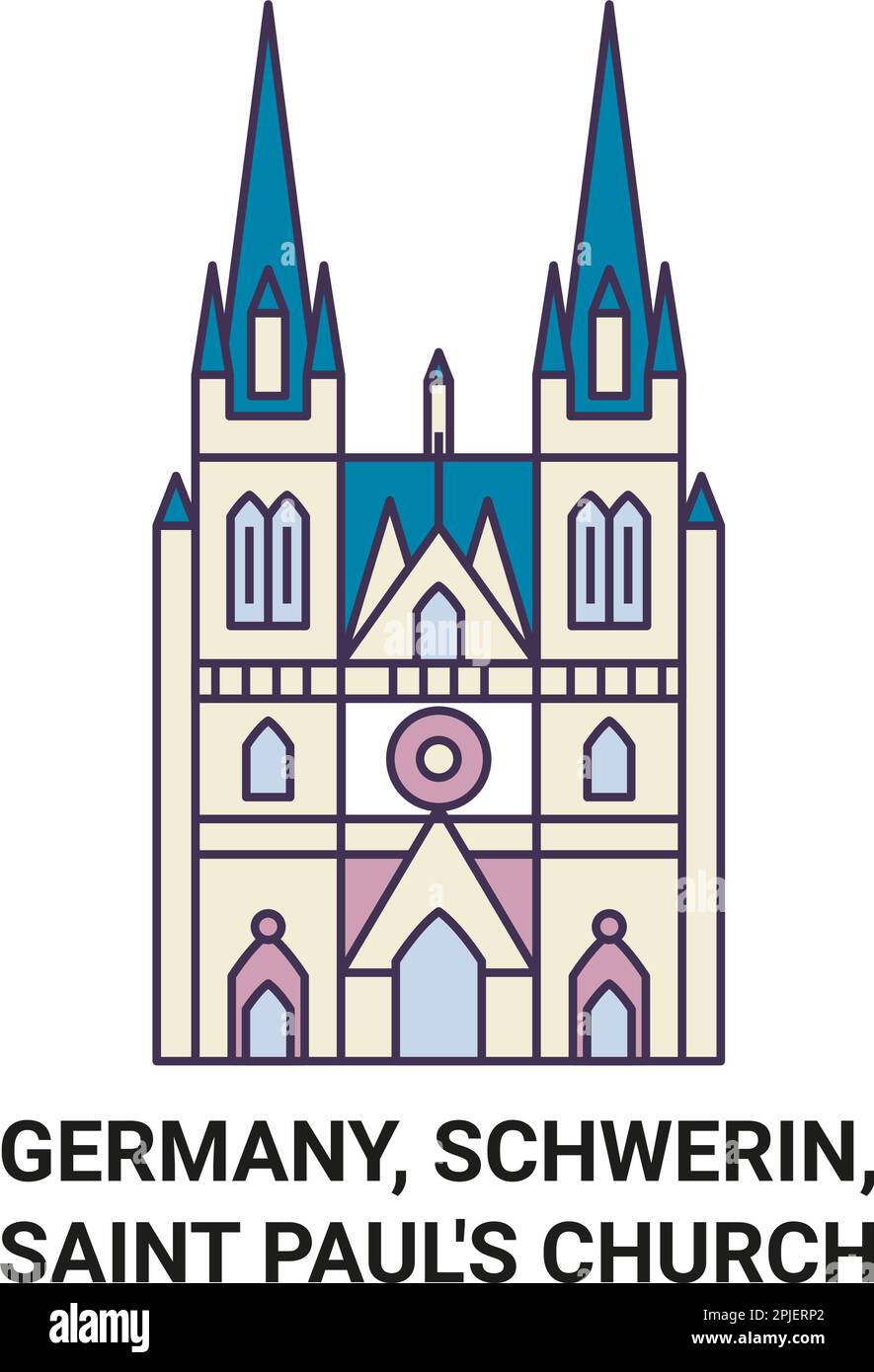 Allemagne, Schwerin, l'église Saint-Paul Voyage repère illustration vecteur Illustration de Vecteur