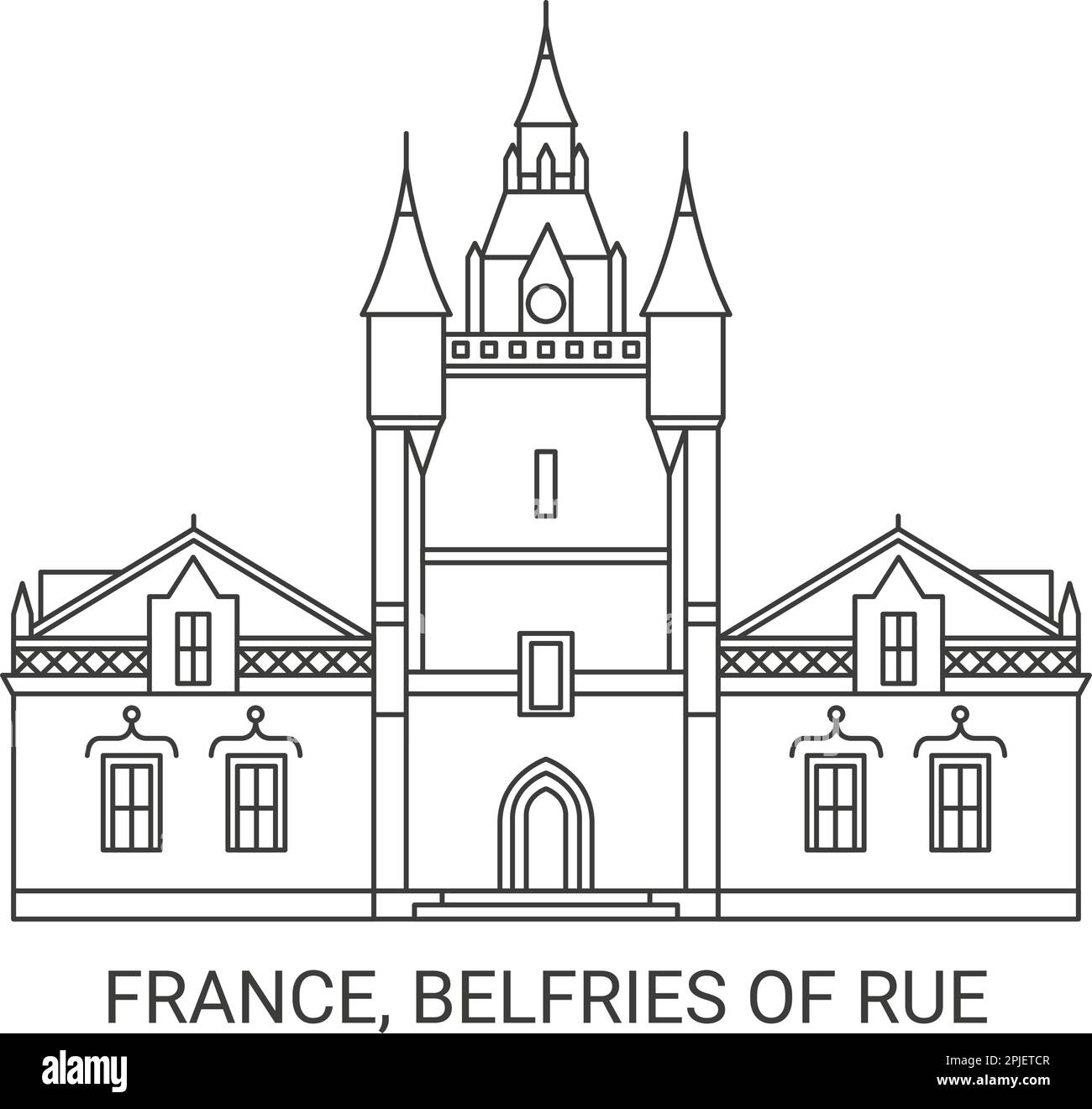 France, illustration vectorielle de voyage Belfry of rue Illustration de Vecteur