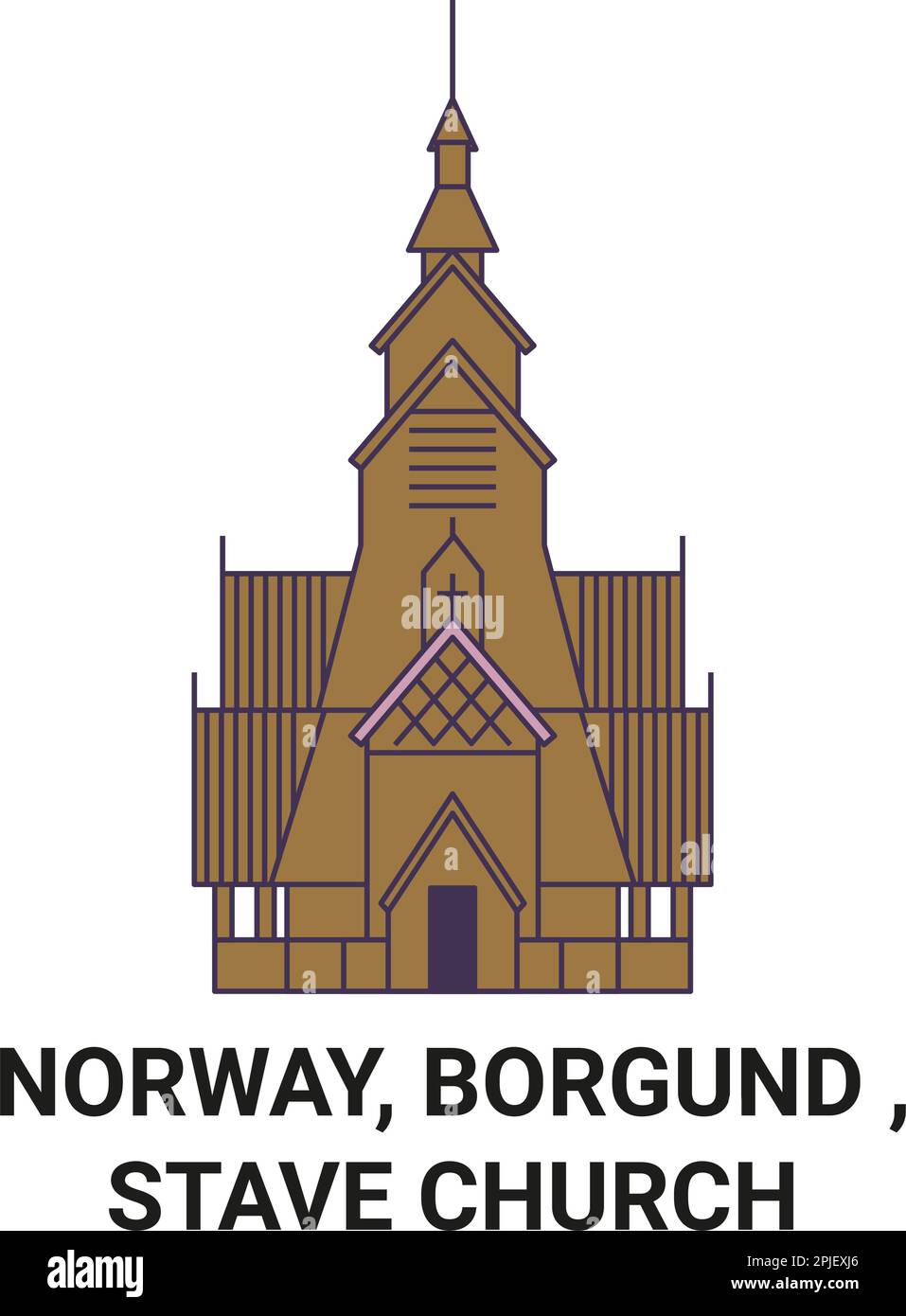 Norvège, Borgund , Stave Church Voyage repère illustration vecteur Illustration de Vecteur