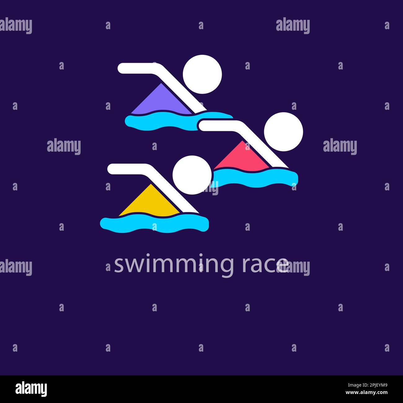 Logo unique de l'équipe de natation. Couleurs modernes. Modèle de logo de course d'équipe. vecteur. Illustration de Vecteur