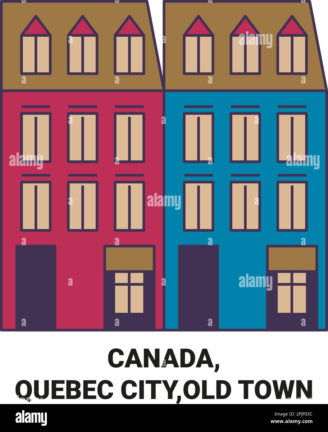 Canada, Québec, Vieille ville Voyage repère illustration vectorielle Illustration de Vecteur