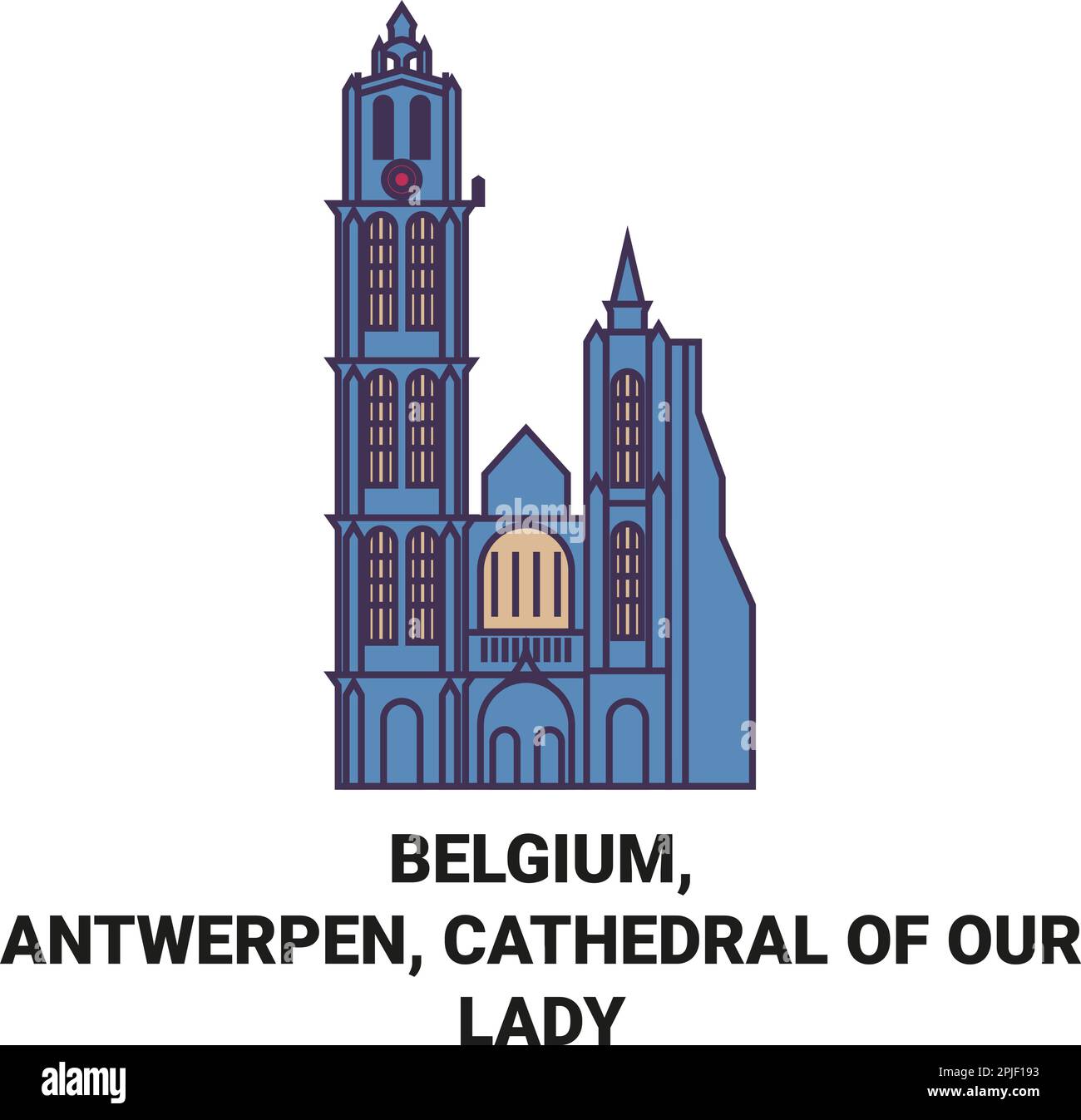 Belgique, Antwerpen, Cathédrale de notre-Dame Voyage repère illustration vecteur Illustration de Vecteur