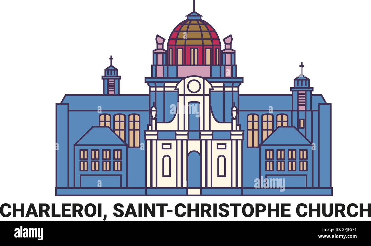 Belgique, Charleroi, Eglise Saintchristophe, illustration vectorielle de voyage Illustration de Vecteur