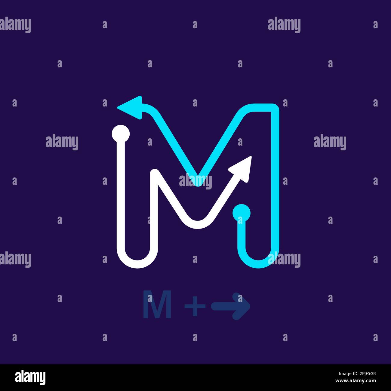 Logo M de lettre linéaire. Logo unique. Lettre abstraite simple rotation flèche icône cible. vecteur d'identité d'entreprise eps. Illustration de Vecteur