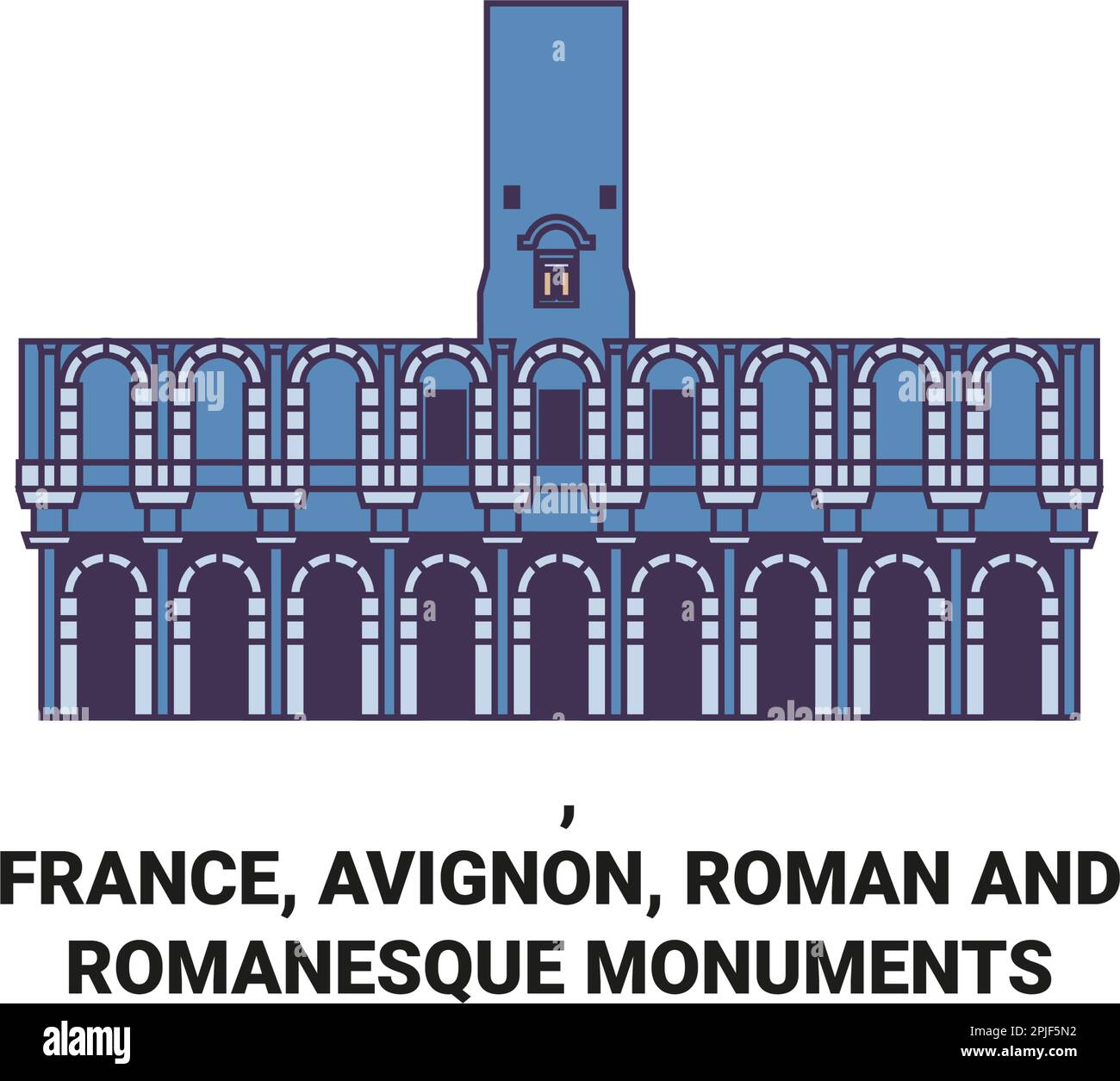 France, Avignon, monuments romains et romains voyagent illustration vectorielle Illustration de Vecteur