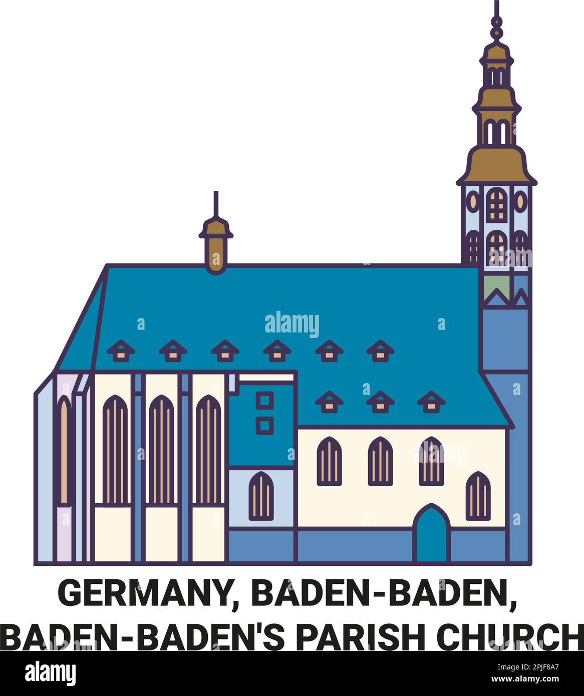 Allemagne, Badenbaden, l'église paroissiale de Badenbaden Voyage repère illustration vectorielle Illustration de Vecteur