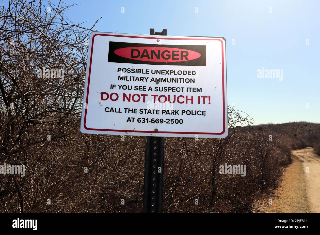 Panneau d'avertissement long Island, NY Banque D'Images