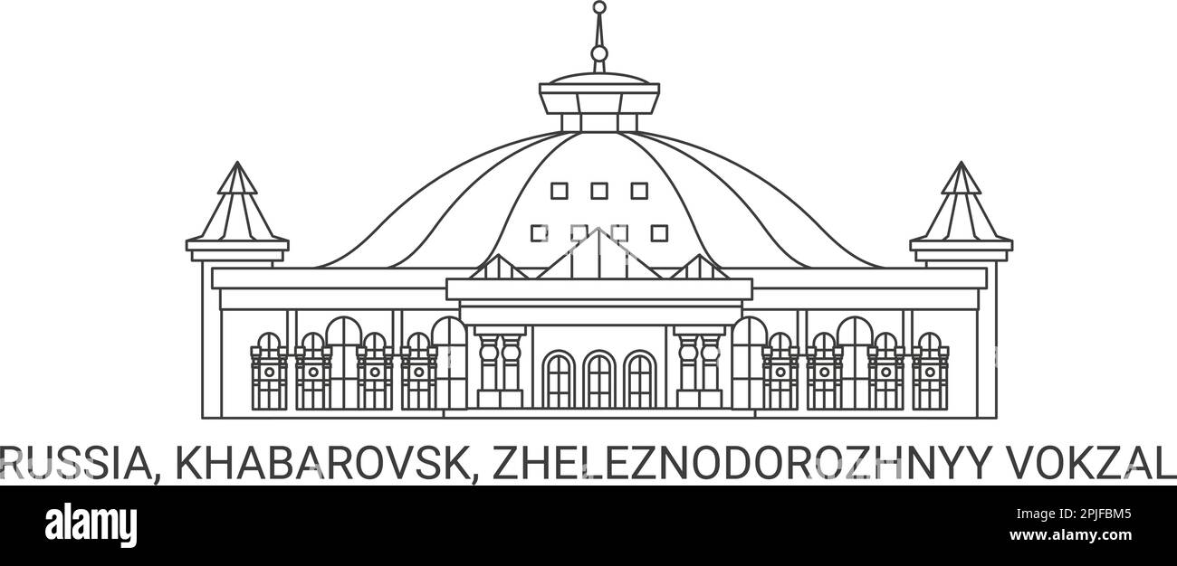 Russie, Khabarovsk, Zheleznodorozhnyy Vokzal, illustration vectorielle de voyage Illustration de Vecteur