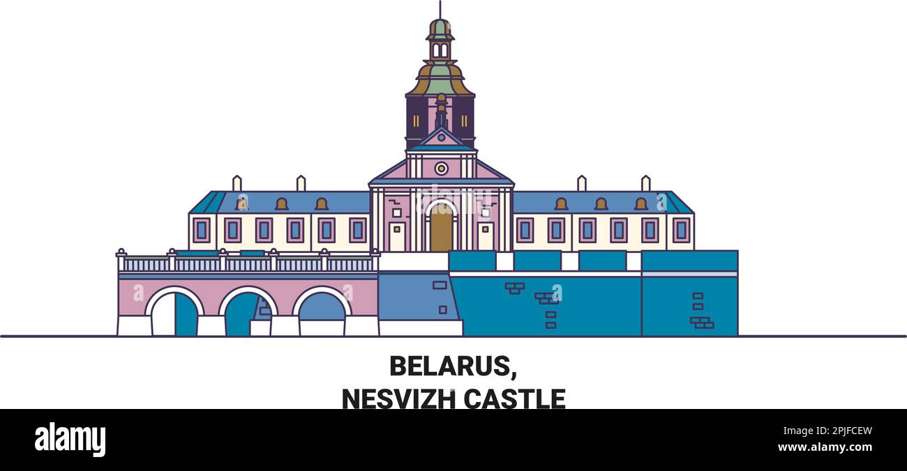 Biélorussie, château de Nesvizh voyage illustration vectorielle Illustration de Vecteur