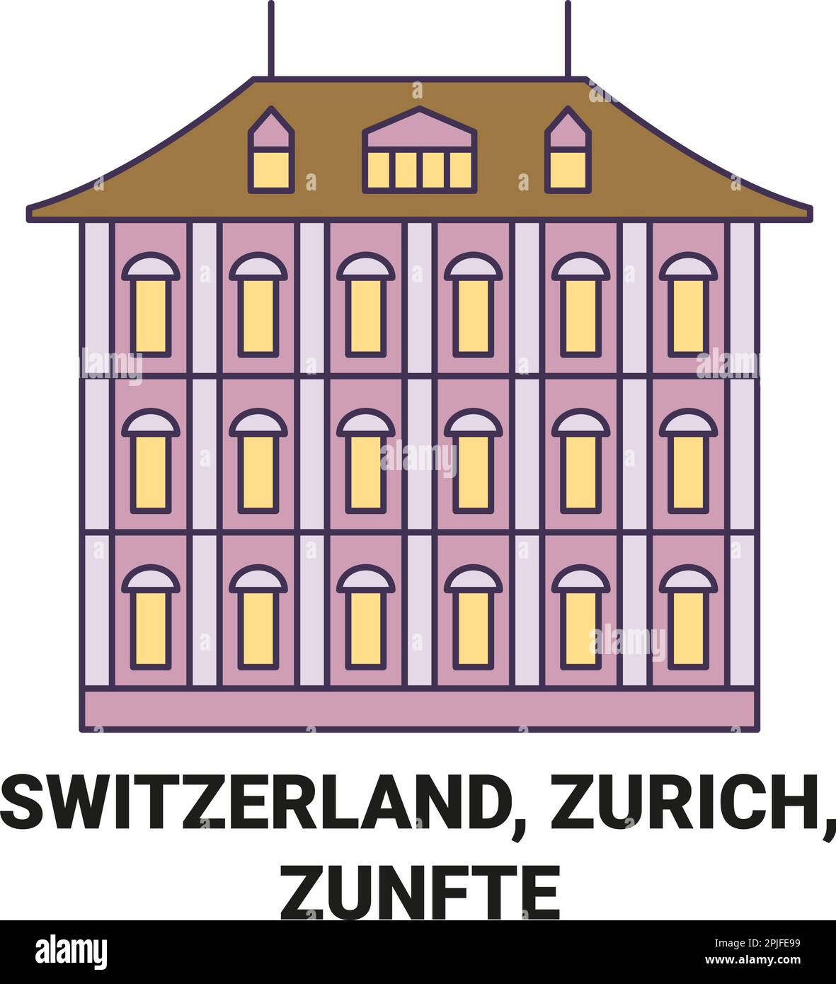 Suisse, Zurich, Zunfte illustration du vecteur de repère de voyage Illustration de Vecteur