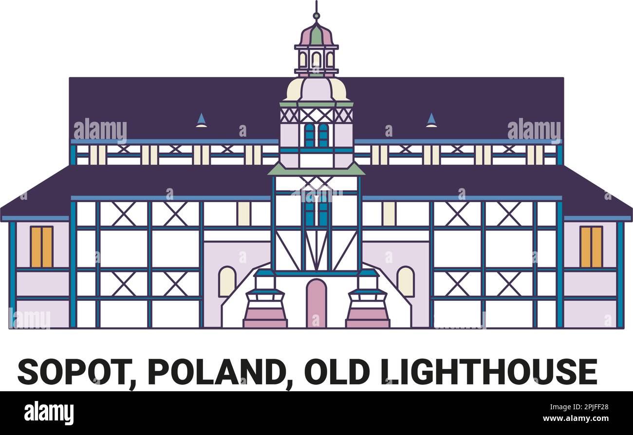 Pologne, Sopot, Old Lighthouse , illustration vectorielle de voyage Illustration de Vecteur