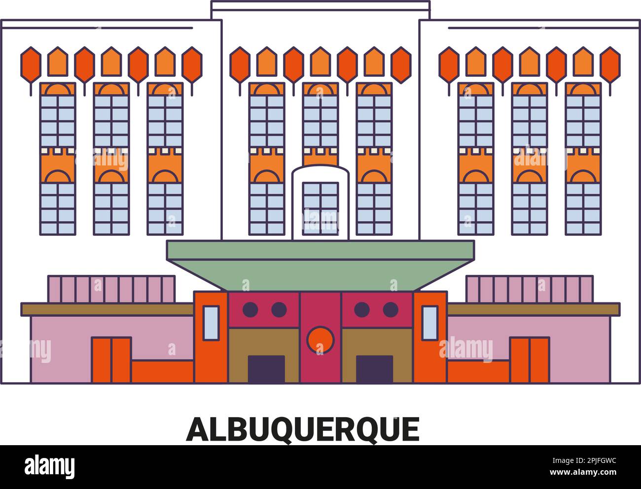 Illustration du vecteur de repère de voyage des États-Unis et d'Albuquerque Illustration de Vecteur