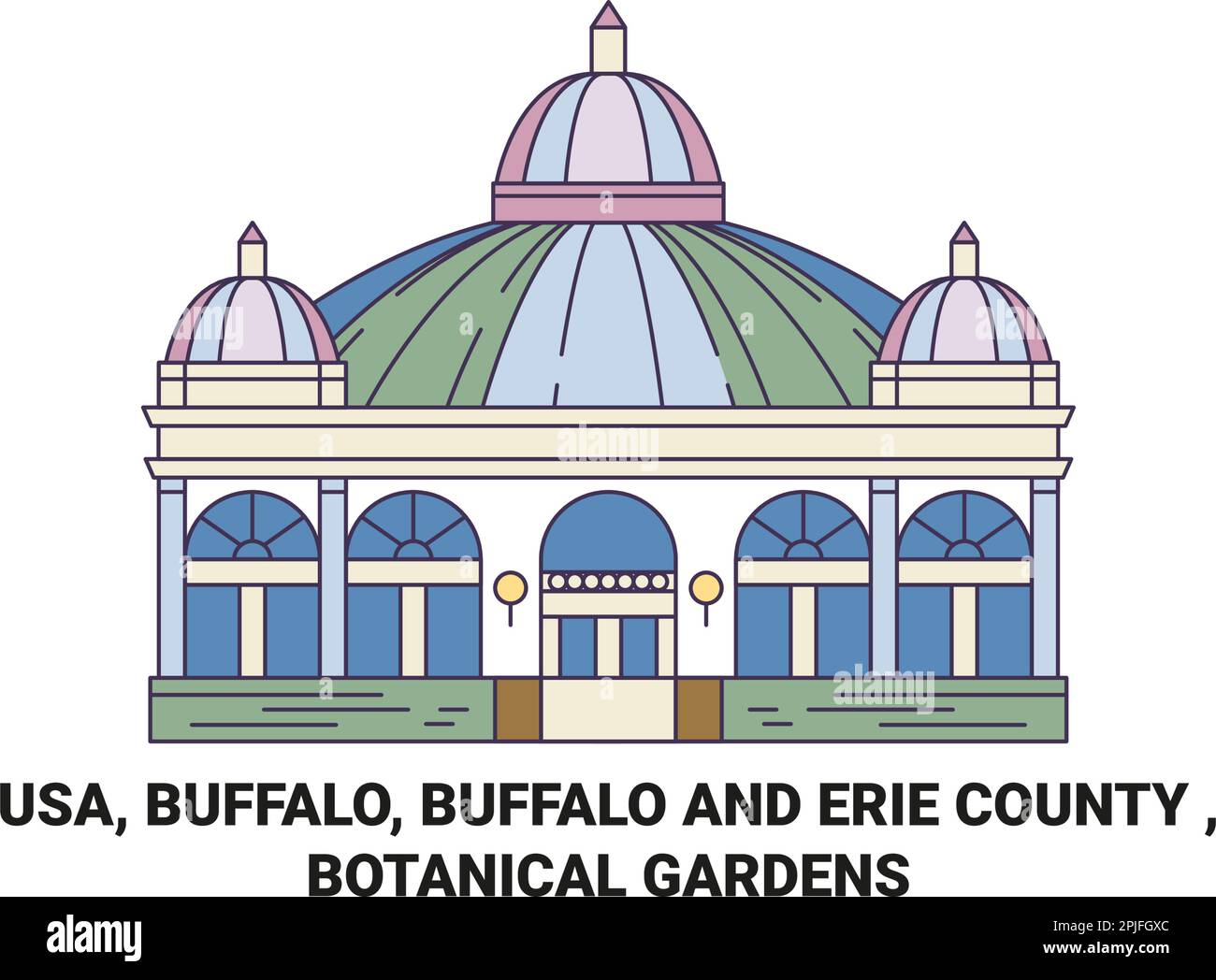 Etats-Unis, Buffalo, Buffalo et Erie County , Botanical Gardens Voyage illustration vecteur de repère Illustration de Vecteur