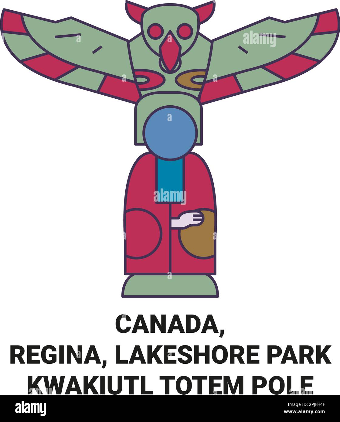 Canada, Regina, Lakeshore Park Kwakiutl Totem Pole voyage illustration vectorielle Illustration de Vecteur