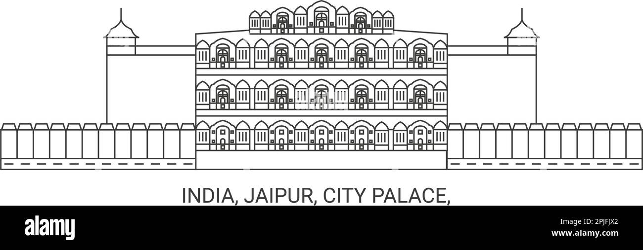 Inde, Jaipur, City Palace, illustration vectorielle de voyage Illustration de Vecteur