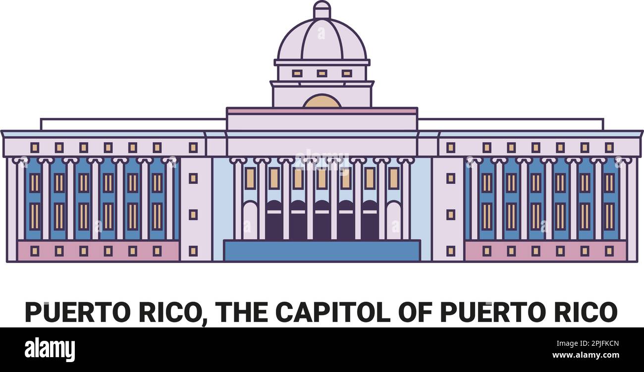 Porto Rico, le Capitole de Porto Rico, illustration vectorielle de voyage Illustration de Vecteur