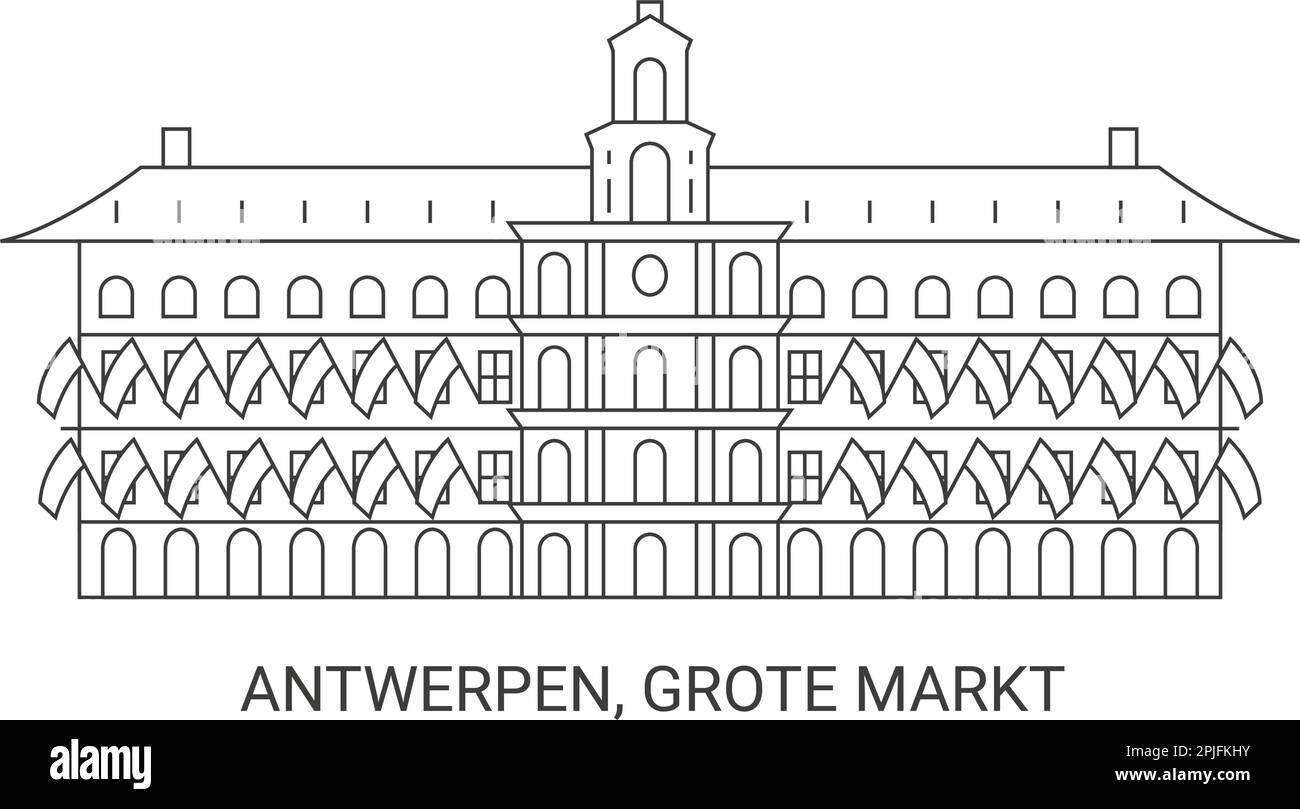 Belgique, Antwerpen, Grote Markt, illustration vectorielle de voyage Illustration de Vecteur