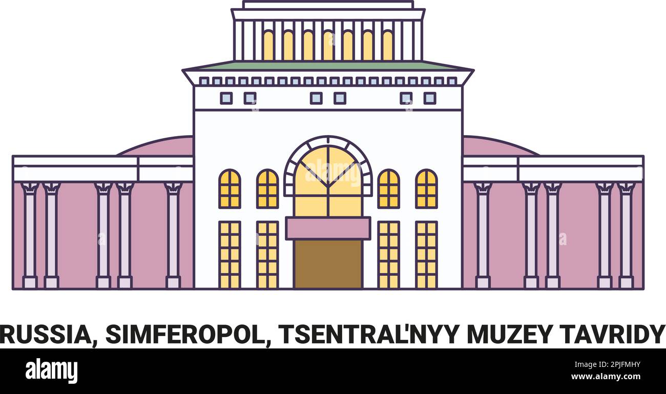 Russie, Simferopol, Tsentrall'nyy Muzey Tavridy, illustration vectorielle de voyage Illustration de Vecteur