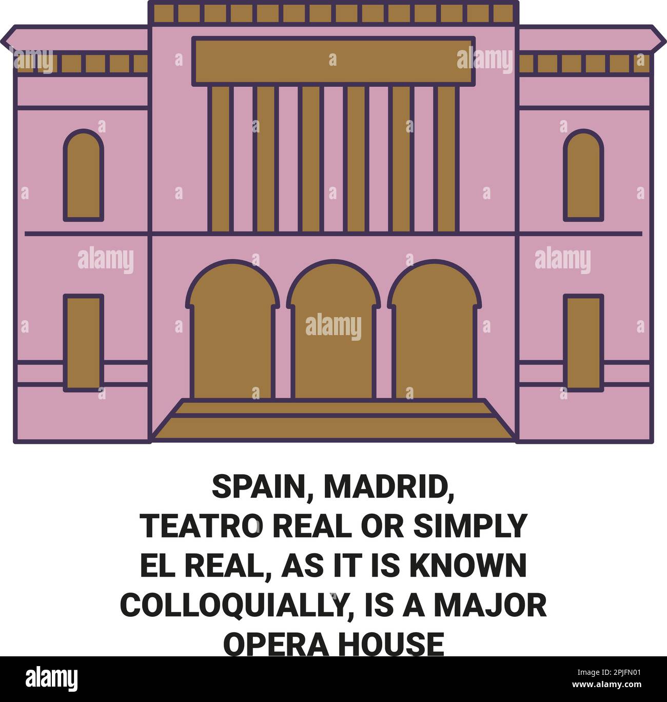 L'Espagne, Madrid, Teatro Real ou simplement El Real, comme on le connaît familièrement, est Un opéra majeur situé dans l'illustration vectorielle de M Travel Illustration de Vecteur