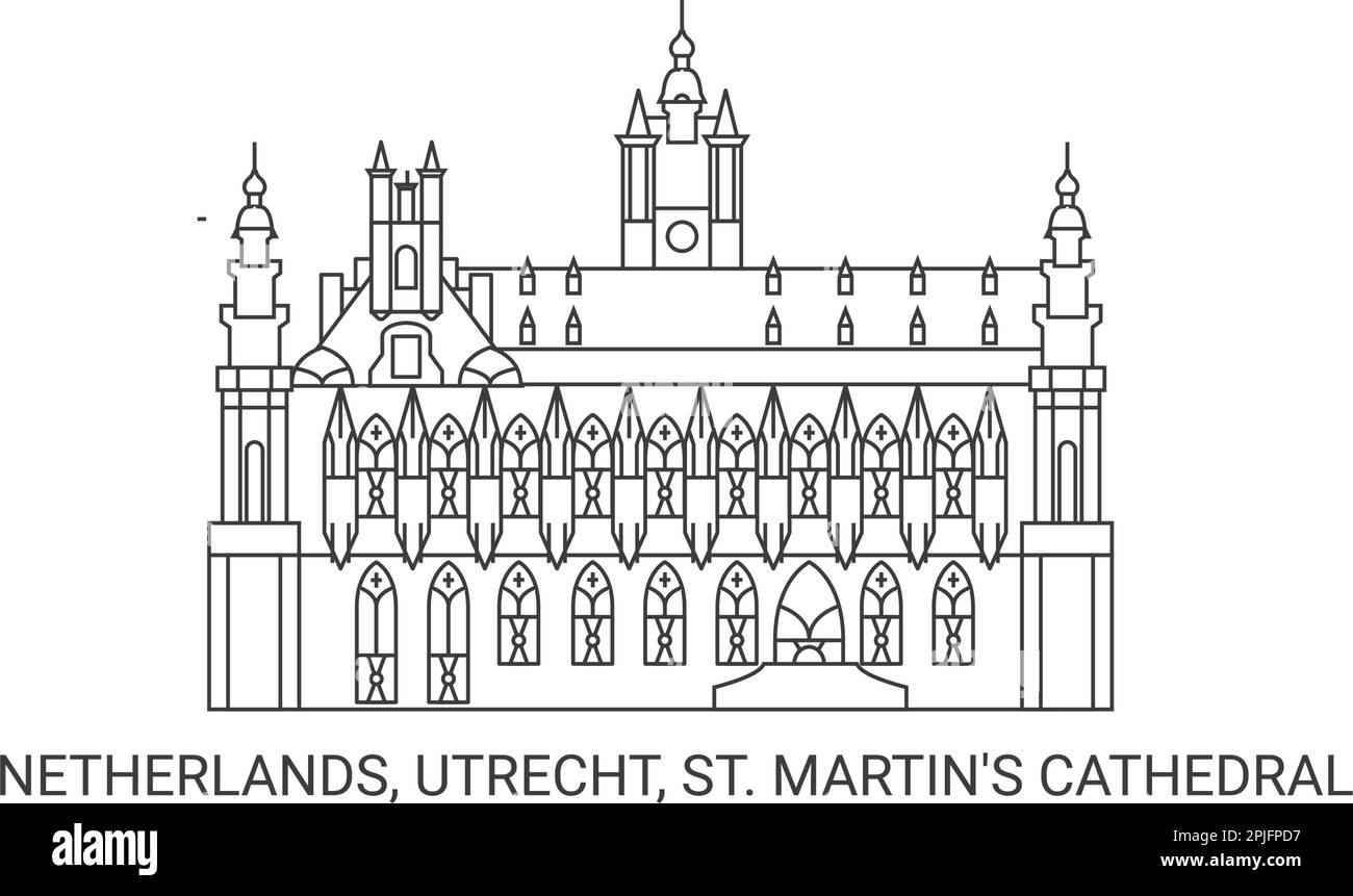 Pays-Bas, Utrecht, St. Cathédrale de Martin, illustration vectorielle de voyage Illustration de Vecteur