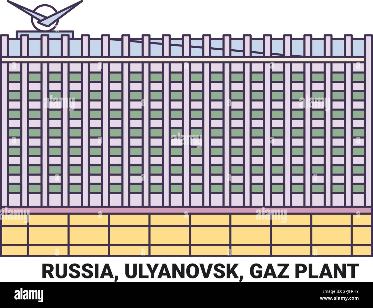 Russie, Ulyanovsk, usine de gaz, illustration vectorielle de voyage Illustration de Vecteur