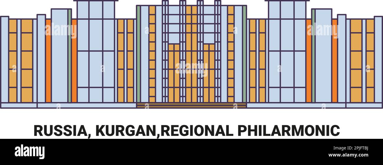 Russie, Kurgan,Philarmonic régional , illustration du vecteur de voyage historique Illustration de Vecteur