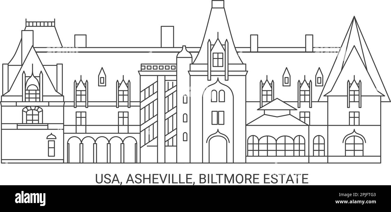 Etats-Unis, Asheville, Biltmore Estate, illustration vectorielle de voyage Illustration de Vecteur