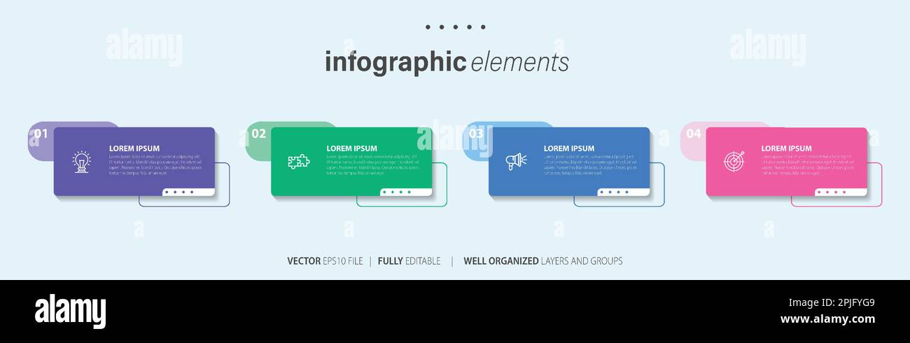 Vecteur de conception et marketing infographies icônes peuvent être utilisées pour la mise en page de workflow, diagramme, rapport annuel, web design. Concept d'affaires avec 4 options, s Illustration de Vecteur