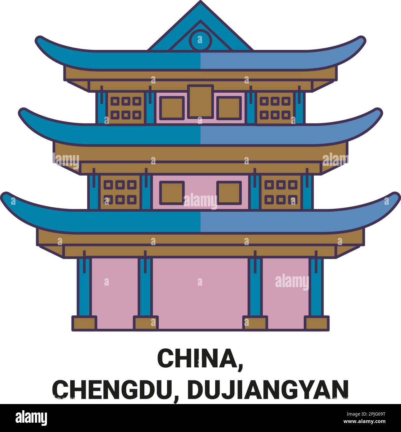 Chine, Chengdu, Dujiangyan voyage illustration vecteur Illustration de Vecteur