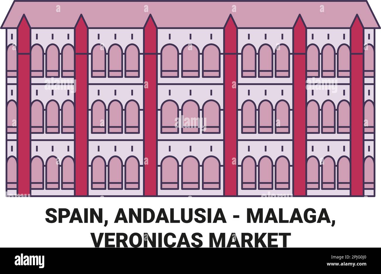 Espagne, Andalousie Malaga, Veronicas Voyage de marché repère illustration vectorielle Illustration de Vecteur
