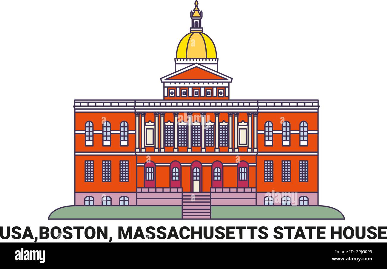 USA, Boston, Massachusetts State House, illustration vectorielle de voyage Illustration de Vecteur