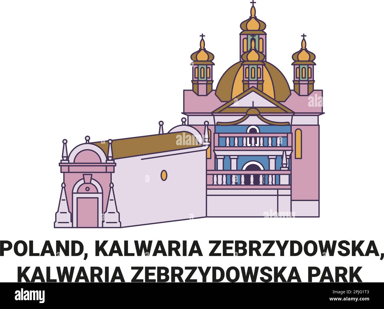 Pologne, Kalwaria Zebrzydowska, Kalwaria Zebrzydowska Park illustration vectorielle de voyage Illustration de Vecteur