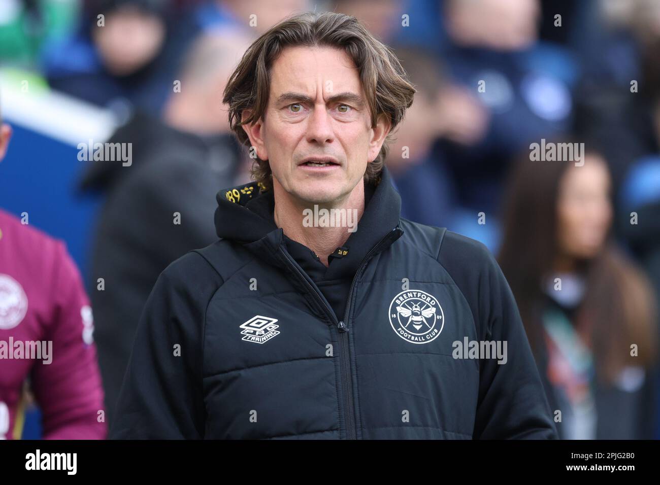 Thomas Frank sur la ligne de contact en tant que responsable de Brentford au stade AMEX Banque D'Images