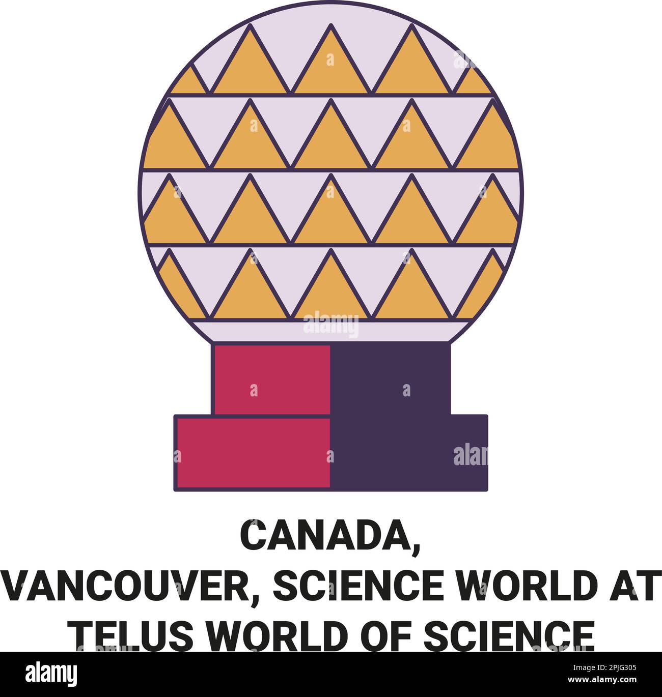 Canada, Vancouver, Science World à Telus World of Science, illustration vectorielle historique Illustration de Vecteur