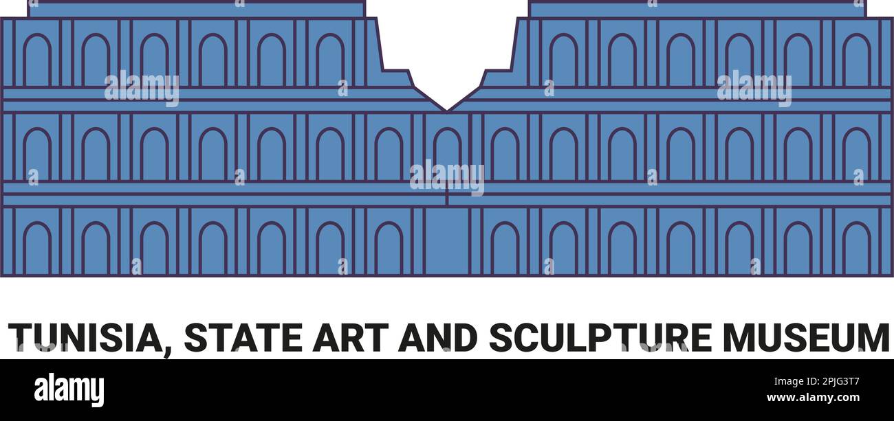 Tunisie, Musée d'Art et de Sculpture, illustration vectorielle de voyage Illustration de Vecteur
