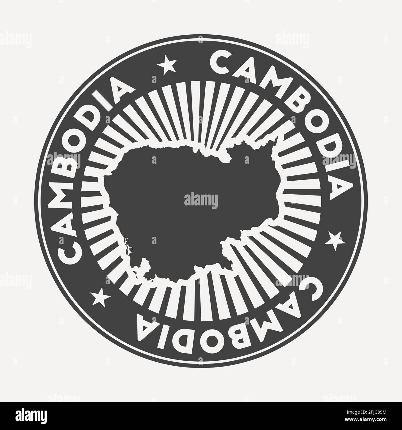 Logo rond du Cambodge. Badge de voyage vintage avec le nom circulaire et la carte du pays, illustration vectorielle. Illustration de Vecteur