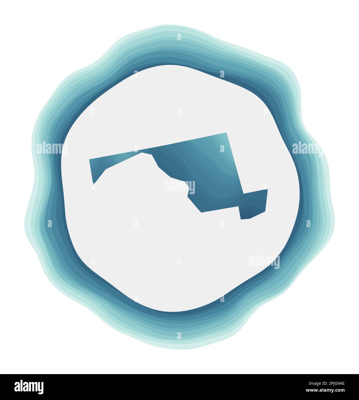 Logo Maryland. Badge de l'état américain. Panneau circulaire en couches autour de la forme de la frontière du Maryland. Illustration vectorielle vibrante. Illustration de Vecteur