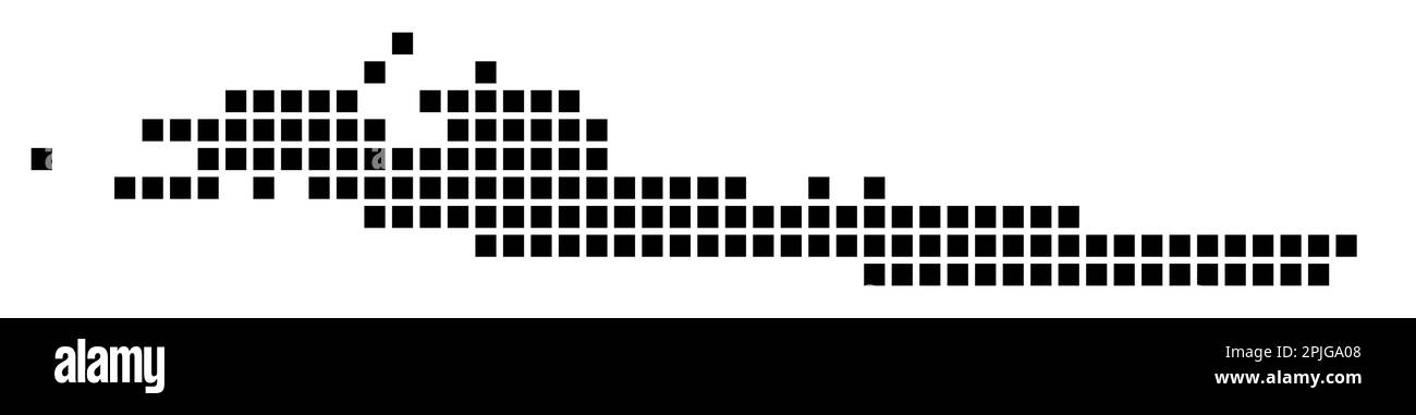 Carte de Hvar. Carte de Hvar en style pointillé. Bordures de l'île remplies de rectangles pour votre conception. Illustration vectorielle. Illustration de Vecteur