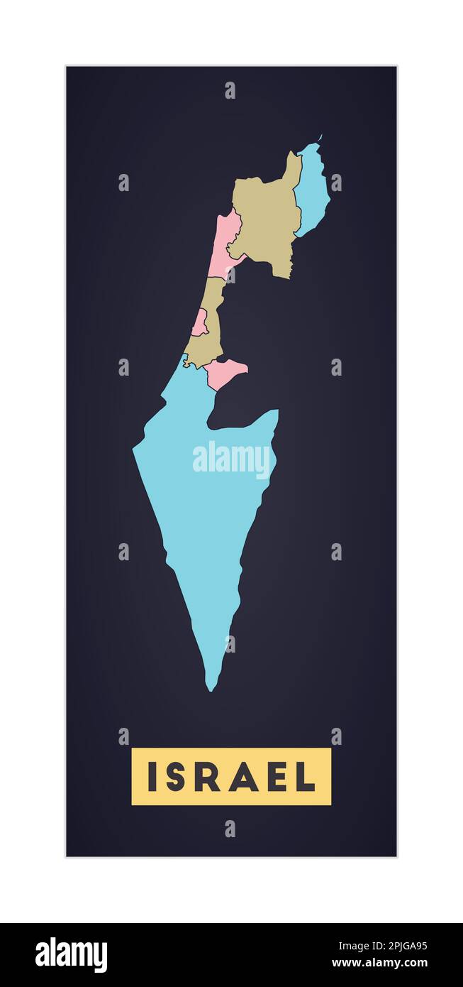 Carte d'Israël. Affiche du pays avec les régions. Forme d'Israël avec le nom du pays. Illustration vectorielle élégante. Illustration de Vecteur