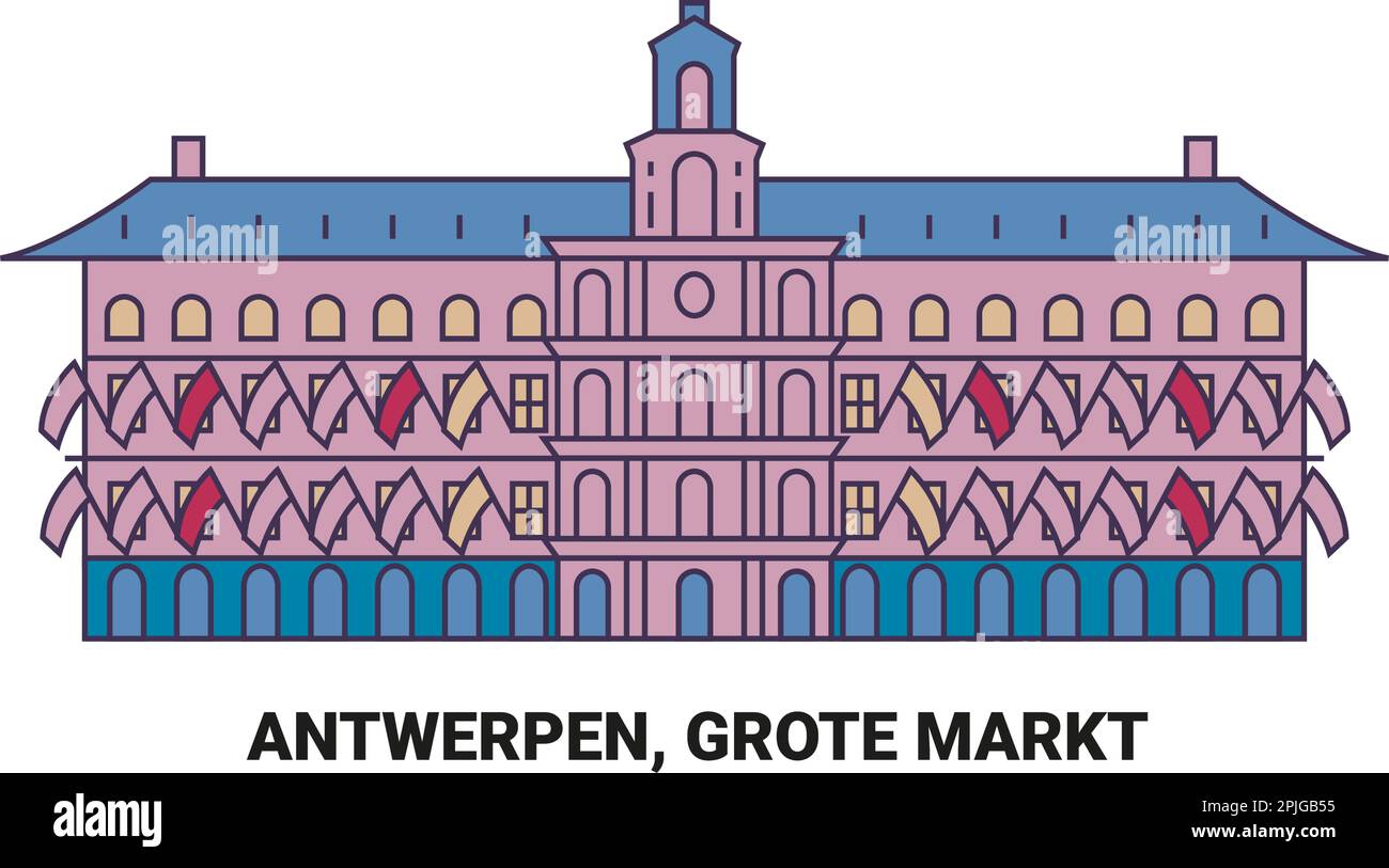 Belgique, Antwerpen, Grote Markt, illustration vectorielle de voyage Illustration de Vecteur