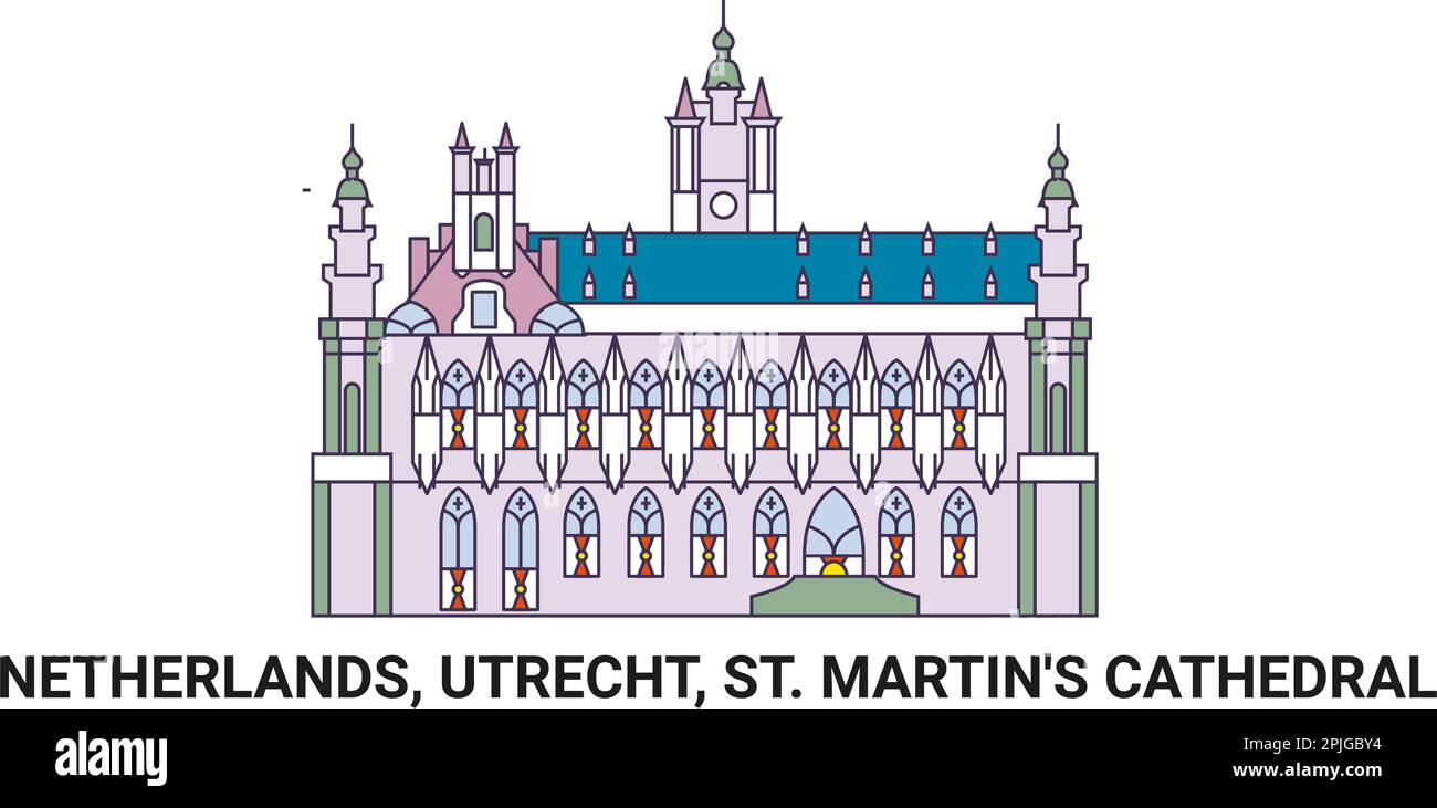 Pays-Bas, Utrecht, St. Cathédrale de Martin, illustration vectorielle de voyage Illustration de Vecteur
