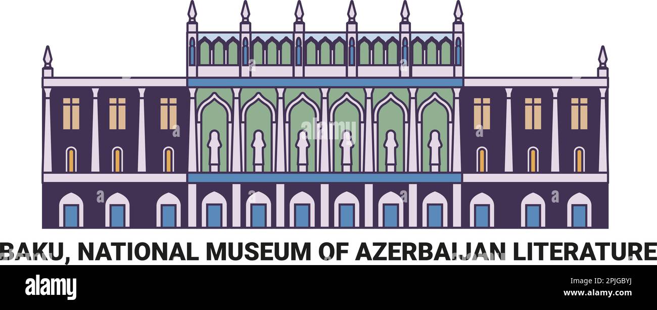 Azerbaïdjan, Bakou, Musée national de la littérature azerbaïdjanaise, illustration vectorielle de voyage Illustration de Vecteur