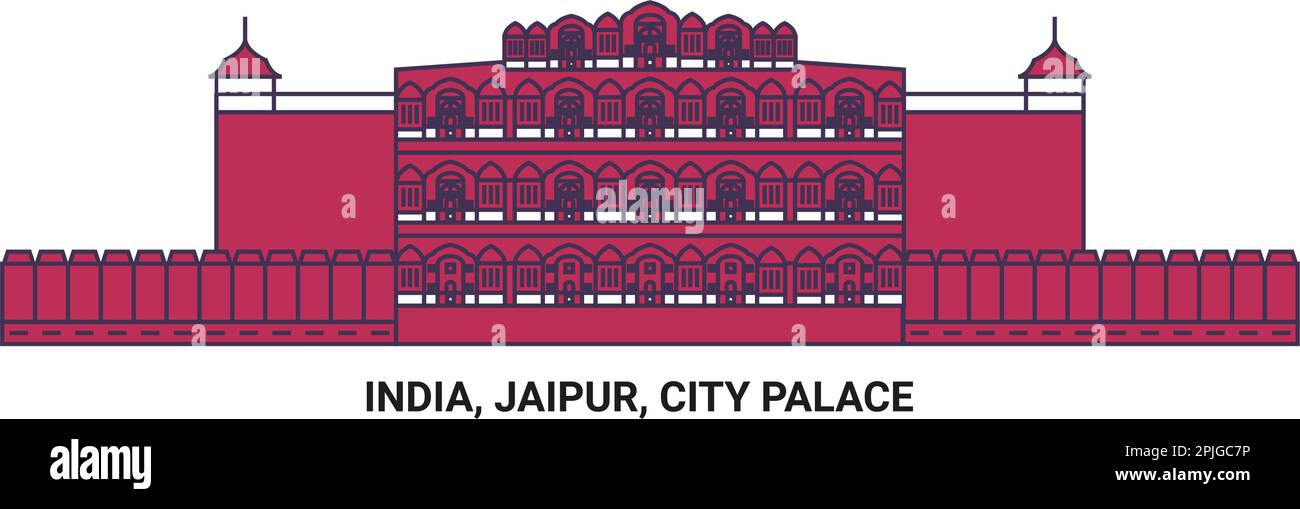 Inde, Jaipur, City Palace, illustration vectorielle de voyage Illustration de Vecteur