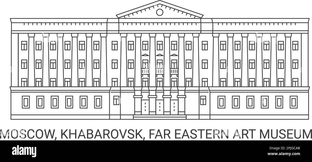 Russie, Moscou, Khabarovsk, Musée d'art de l'extrême-Orient, illustration vectorielle de voyage Illustration de Vecteur