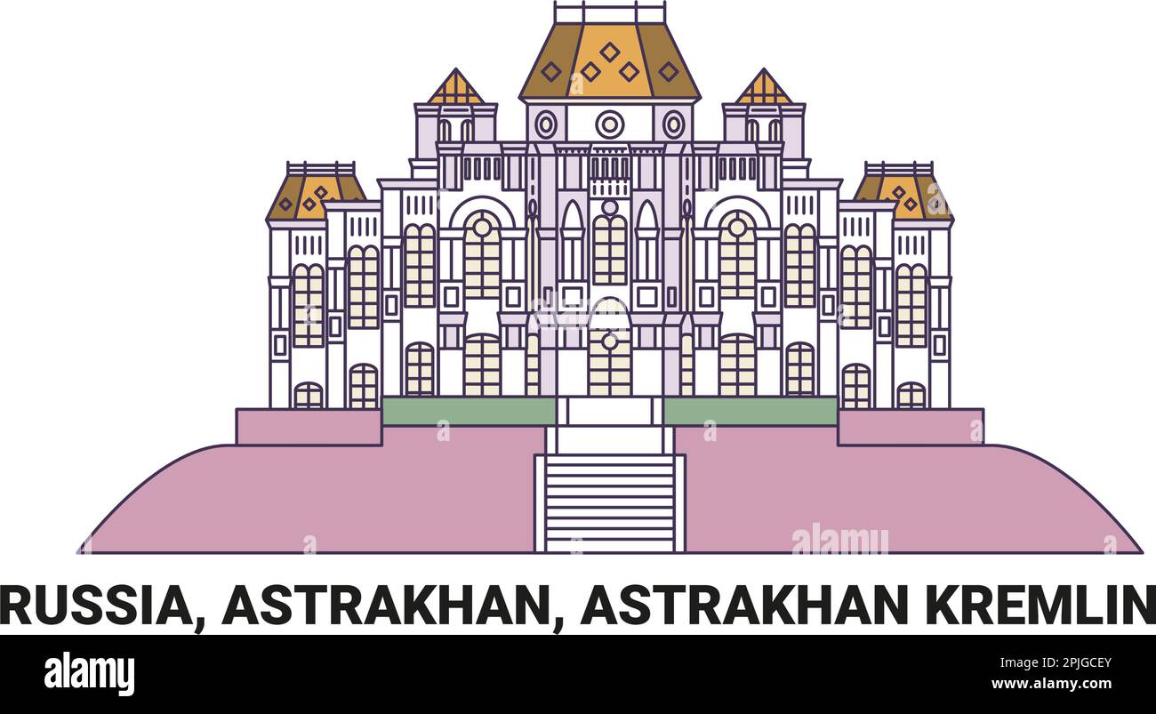Russie, Astrakhan, Kremlin d'Astrakhan, illustration vectorielle de voyage Illustration de Vecteur
