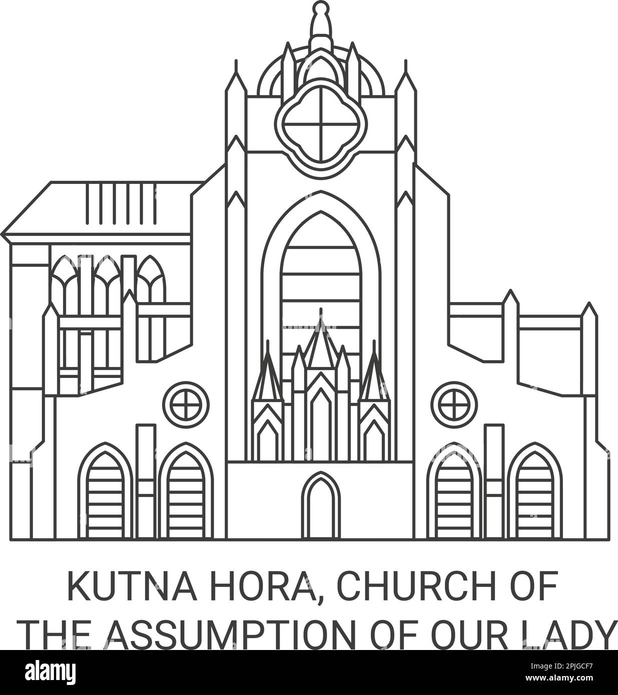 République tchèque, Kutna Hora, Église de l'Assomption de notre Dame illustration vectorielle de voyage Illustration de Vecteur