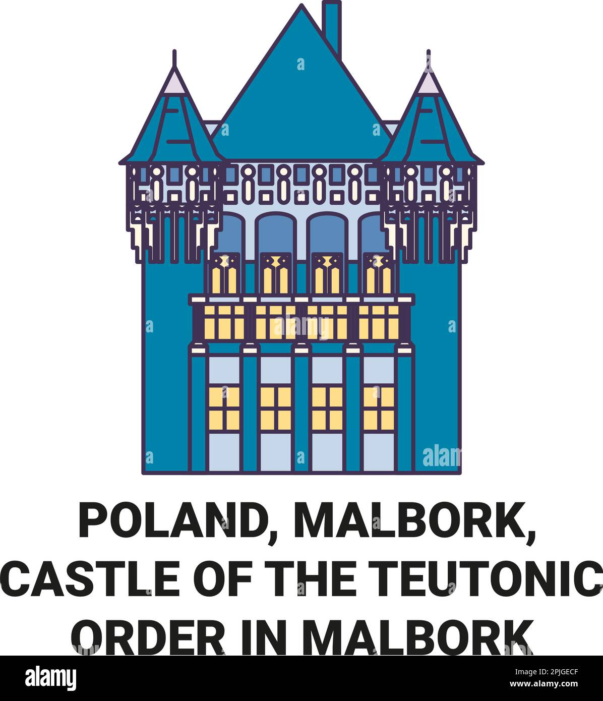 Pologne, Malbork, Château de l'ordre teutonique dans Malbork voyage repère illustration vecteur Illustration de Vecteur