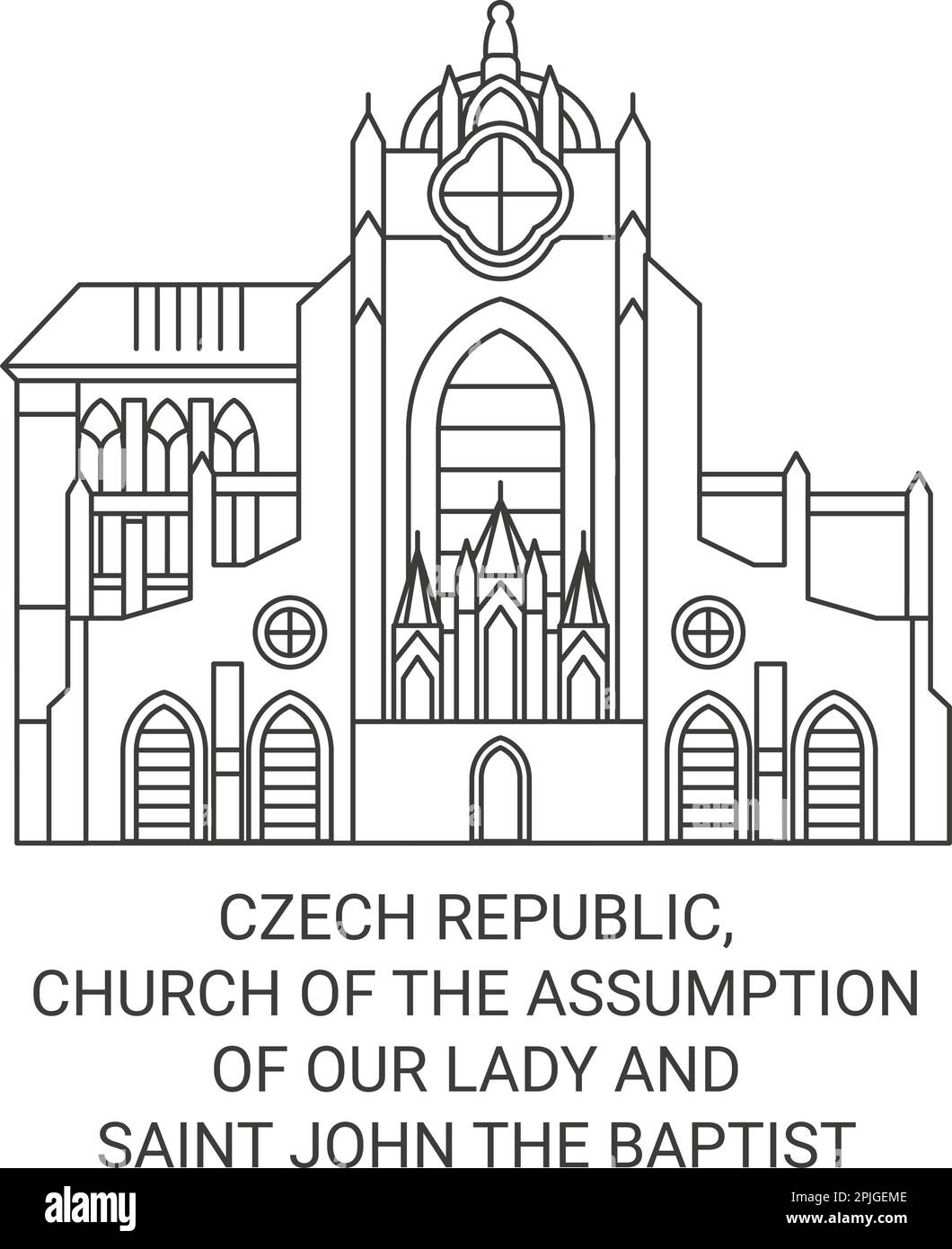 République tchèque, Église de l'Assomption de notre-Dame et Saint-Jean-Baptiste Voyage repère illustration vectorielle Illustration de Vecteur