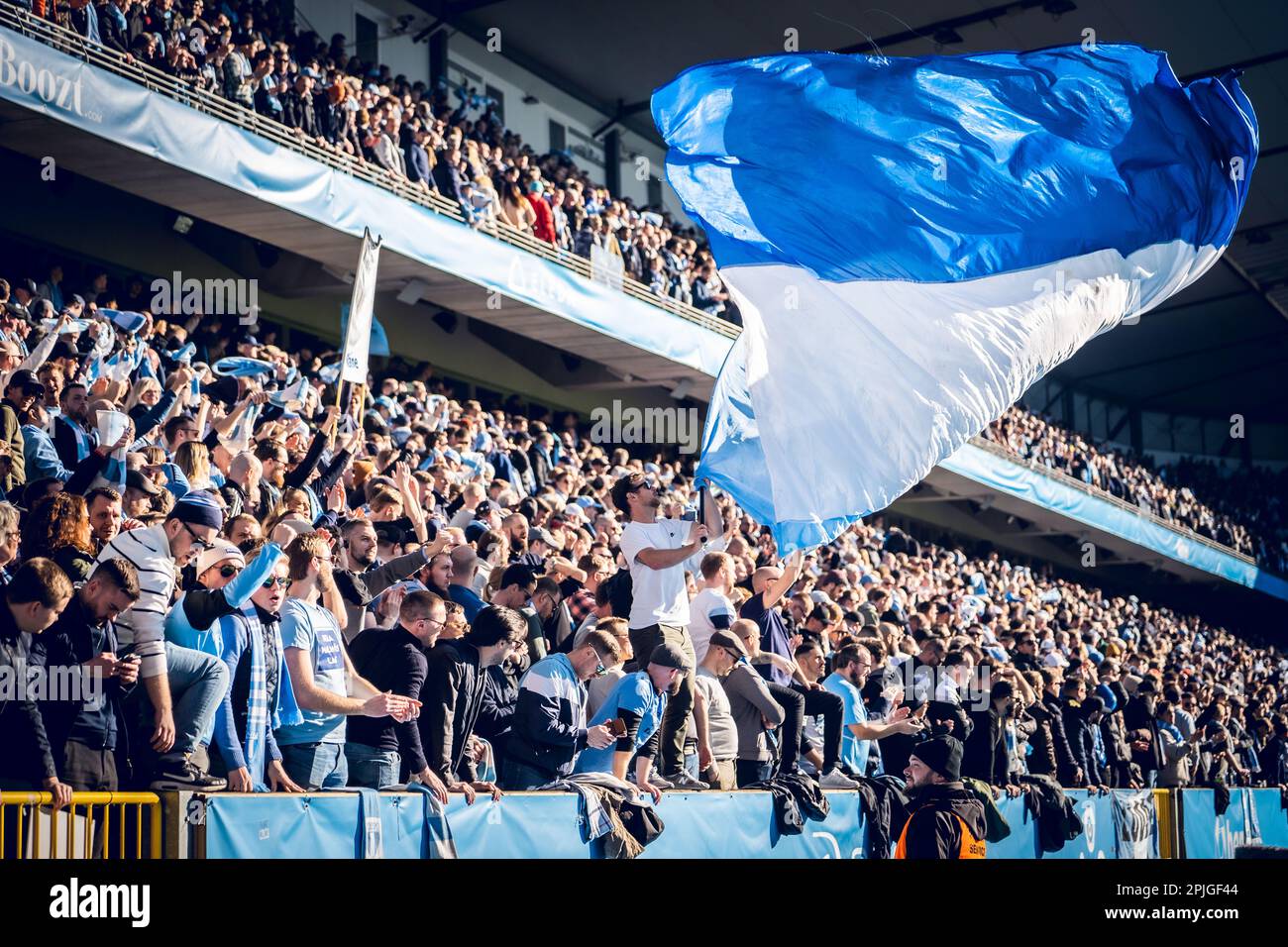 Malmoe, Suède. 01st, avril 2023. Les fans de football de Malmo FF vus sur les stands pendant le match Allsvenskan entre Malmo FF et Kalmar FF à Eleda Stadion à Malmoe. (Crédit photo : Gonzales photo - Joe Miller). Banque D'Images