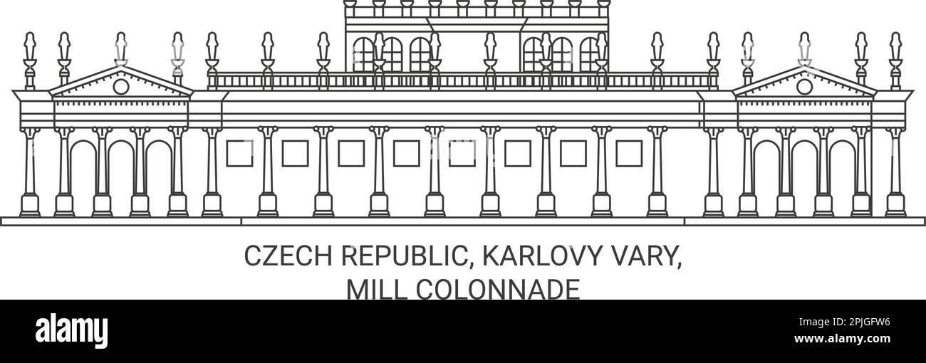 République tchèque, Karlovy Vary, Mill Colonnade voyage illustration vectorielle Illustration de Vecteur